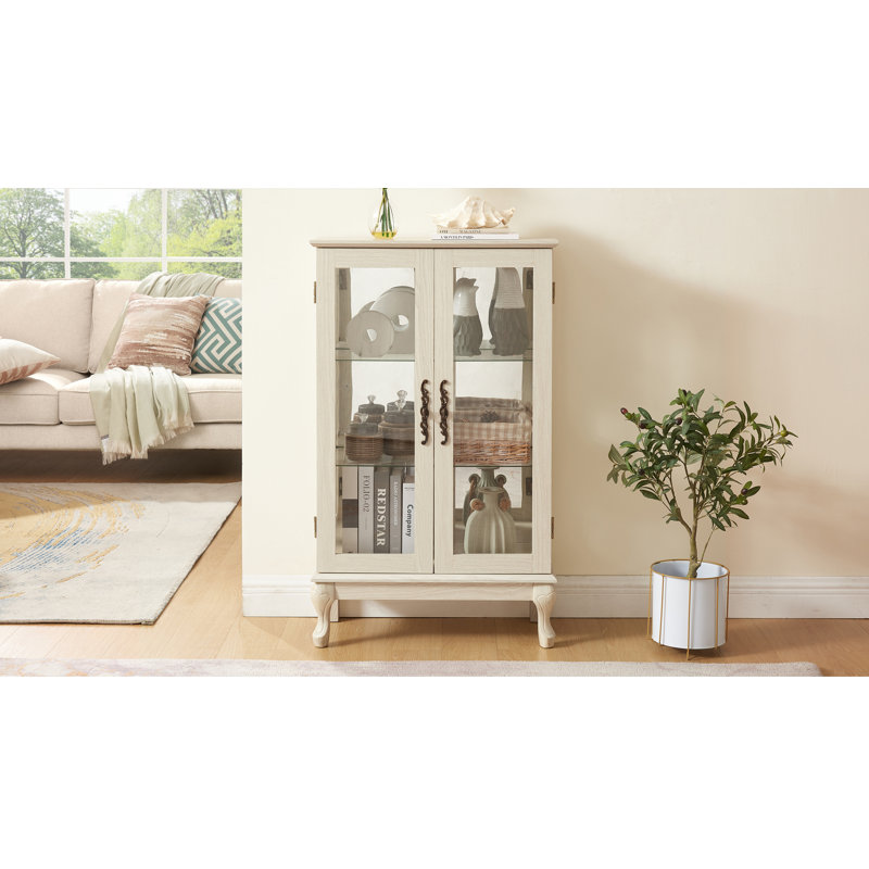 Pleasant plains floor standing 5 sided lighted corner curio cabinet canora grey sale